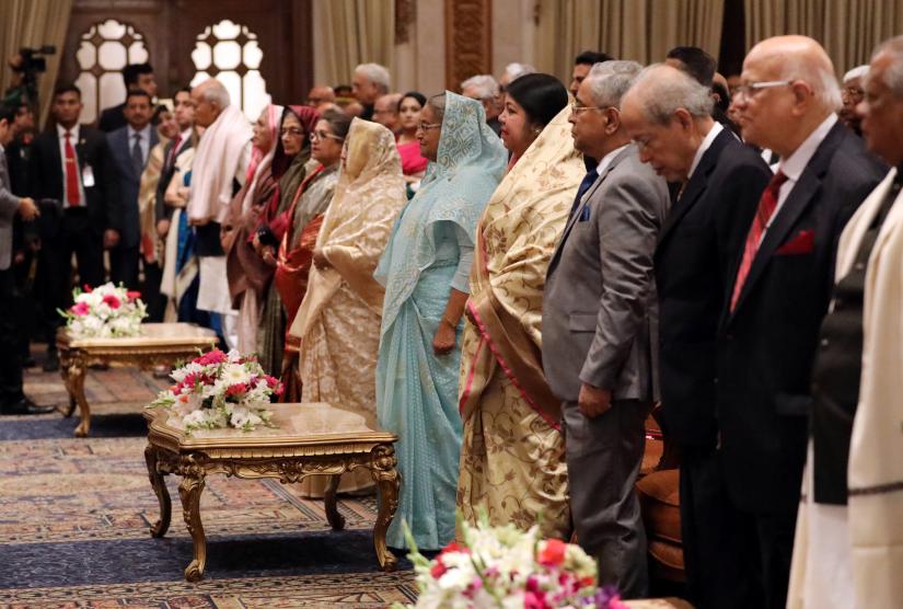 Prime Minister Sheikh Hasina including other party officials attend the oath taking ceremony of the newly formed cabinat in Dhaka, Bangladesh, January 7, 2019. REUTERS