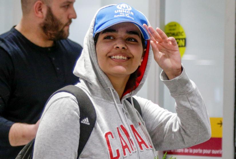 Rahaf Mohammed al-Qunun, an 18-year-old Saudi woman who fled her family, arrives at Toronto Pearson International Airport in Toronto, Ontario, Canada January 12, 2019. REUTERS