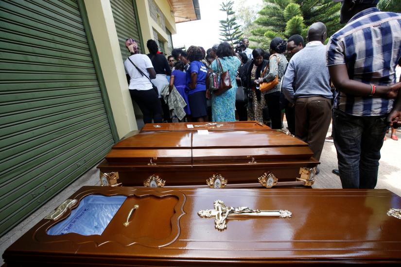 Coffins are seen at the Chiromo mortuary in Nairobi, Kenya January 16, 2019. REUTERS