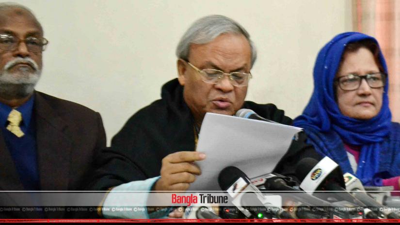 BNP Joint Secretary General Ruhul Kabir Rizvi speaking to the media on Thursday (Jan 17) at the party headquarters in Naya Paltan