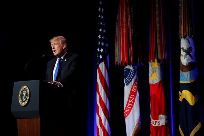 U.S. President Donald Trump speaks during the Missile Defense Review announcement at the Pentagon in Arlington, Virginia, U.S., January 17, 2019. REUTERS