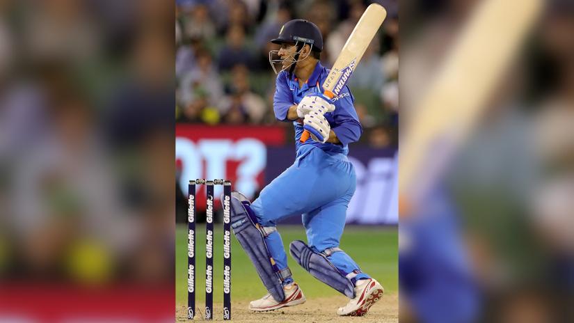 India`s Mahendra Singh Dhoni in action during the third one-day international match between Australia and India at the MCG in Melbourne, Australia, January 18, 2019. AAP/via REUTERS
