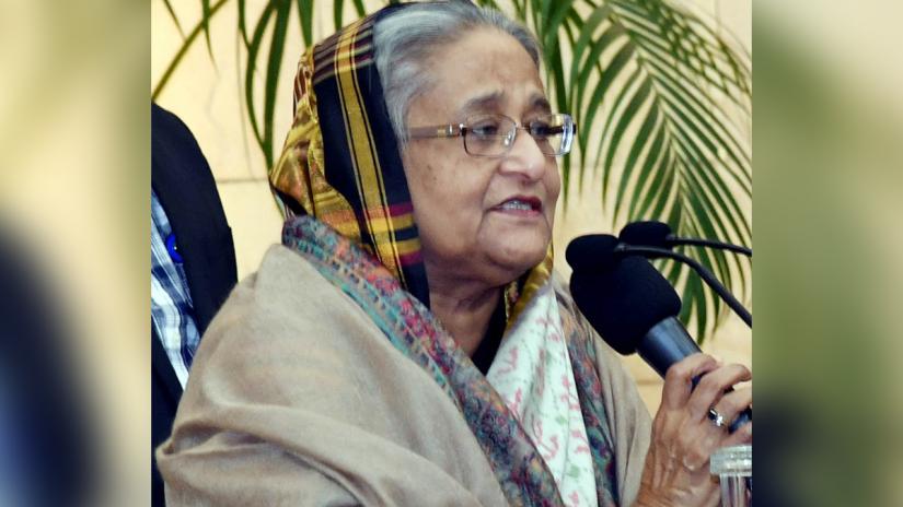 Ruling Awami League President and Prime Minister Sheikh Hasina addresses the party workers of Gopalganj’s Kotalipara and Tungipara Upazilas at her official residence on Sunday (Jan 20). PID