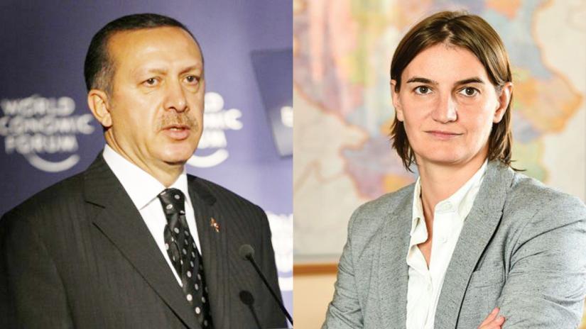 Combination of photos shows Turkish President Recep Tayyip Erdogan and Serbian Prime Minister Ana Brnabic.