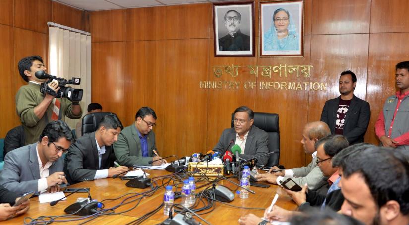 Information Minister Dr Hasan Mahmud speaks to the media briefing at his office on Wednesday (Jan 30). PID/File Photo