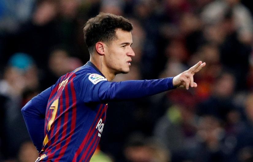Barcelona`s Philippe Coutinho celebrates scoring their third goal against Sevilla at Camp Nou, Barcelona, Spain on Jan 30, 2019. REUTERS/File Photo