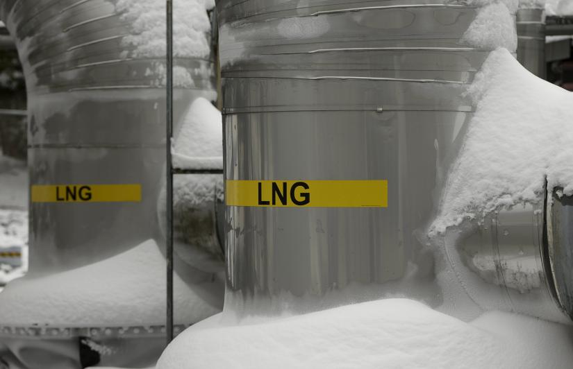 Snow covered transfer lines are seen at the Dominion Cove Point Liquefied Natural Gas (LNG) terminal in Lusby, Maryland March 18, 2014. REUTERS/File Photo
