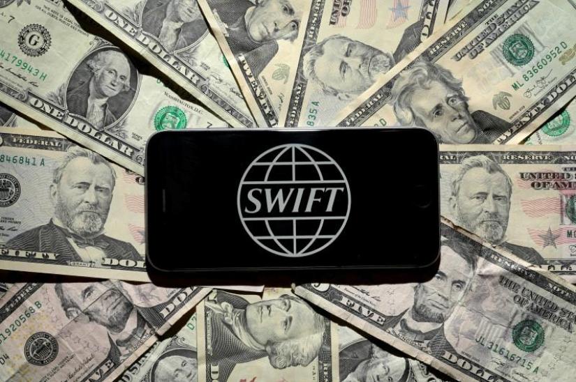 The SWIFT logo is pictured in this photo illustration taken April 26, 2016. REUTERS