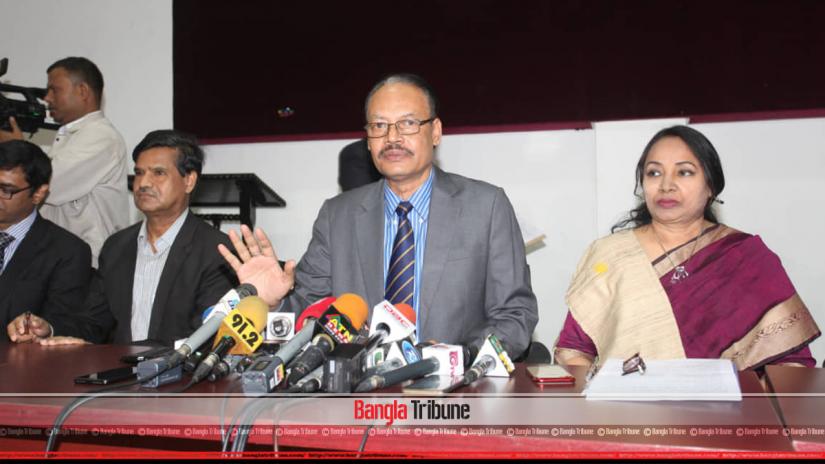 Chief Returning Officer Prof Mahfuzur Rahman announced the Ducsu polls schedule at the Nabab Nawab Ali Chowdhury Senate Bhaban on Monday (Feb 11). BANGLA TRIBUNE/NASHIRUL ISLAM