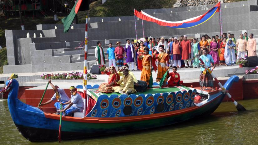 A cultural programme that includes sailing boat is performed during the 39th National Rally of Bangladesh Ansar and Village Defence Party (VDP) at its academy in Gazipur’s Shafipur on Tuesday (Feb 12). BSS