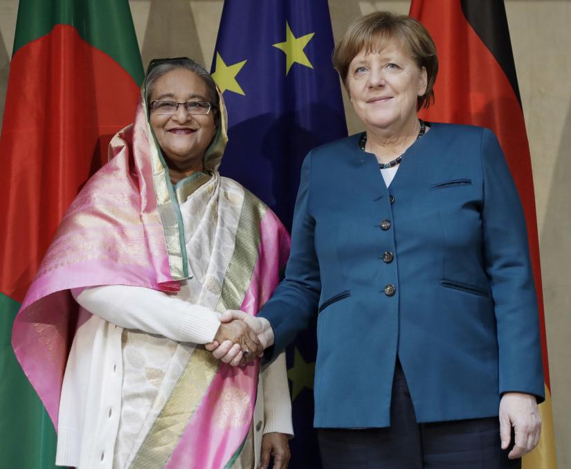 This February 2017 photo shows Bangladesh Prime Minister Sheikh Hasina and German Chancellor Angela Merkel during the 53rd Munich Security Conference in Munich, Germany. REUTERS