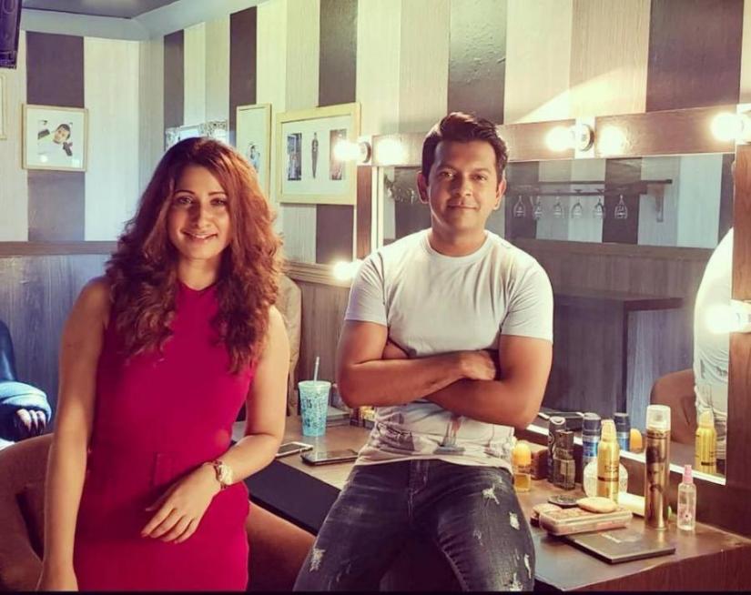 Tahsan Khan and Tina during the shooting of `Shesh Din`