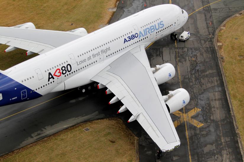 The damaged right-hand wing-tip of the Airbus A380, the world`s largest jetliner with a wingspan of almost 80 metres, is seen on the tarmac during the Paris Air Show in Le Bourget airport, near Paris, June 20, 2011. REUTERS/File Photo