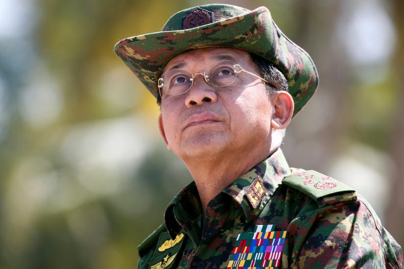 Myanmar military commander-in-chief, Senior General Min Aung Hlaing, attends a military exercise at Ayeyarwaddy delta region in Myanmar, February 3, 2018. REUTERS/File Photo