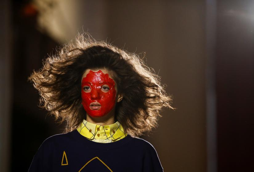 A model presents a creation during the Vivienne Westwood catwalk show at London Fashion Week Women`s A-W19 in London, Britain February 17, 2019. REUTERS