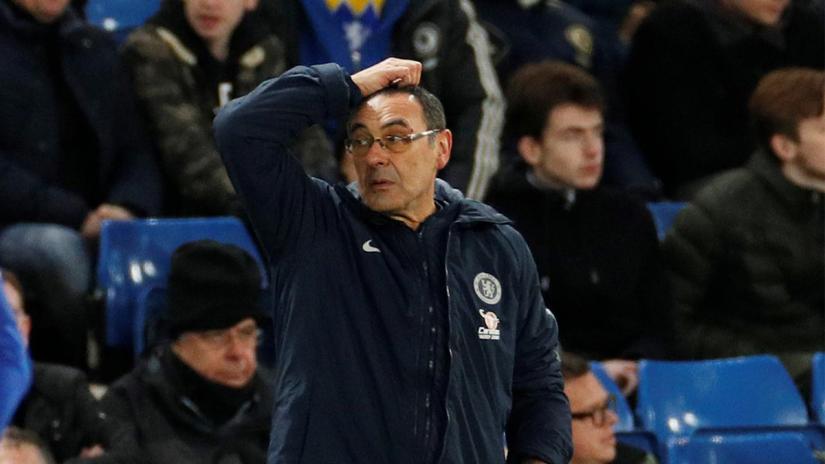 Chelsea manager Maurizio Sarri reacts in a match against Manchester United at Stamford Bridge, London, Britain on Feb 18, 2019. Reuters