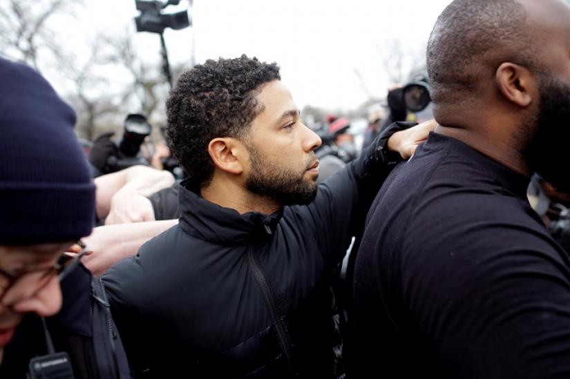 Jussie Smollett exits Cook County Department of Corrections after posting bail in Chicago, Illinois, U.S., February 21, 2019. REUTERS