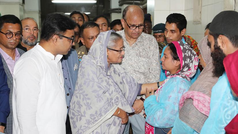 Prime Minister Sheikh Hasina is visiting the Chawkbazar fire victims at the Dhaka Medical College Hospital (DMCH) on Saturday (Feb 23). Focus Bangla