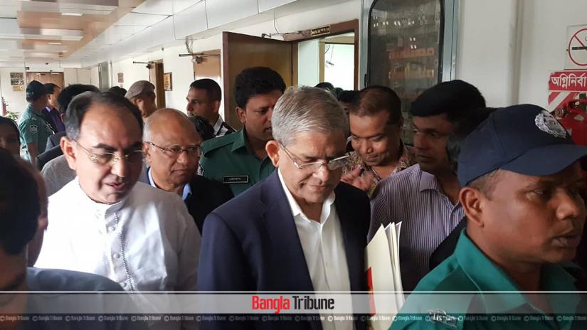 BNP Secretary General Mirza Fakhrul Islam Alamgir exiting the home minister's after a meeting about Khaleda Zia's health.