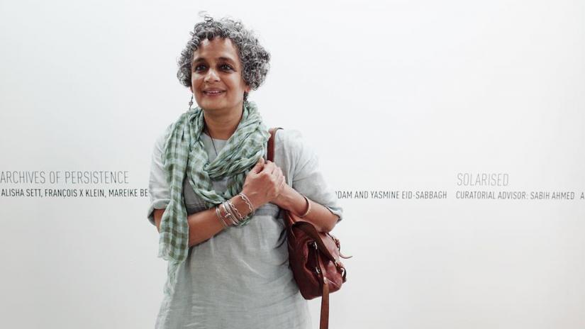 Arundhati Roy arrived at Dhaka and visiting Chob Mela X exhibitions on Monday (Mar 4).