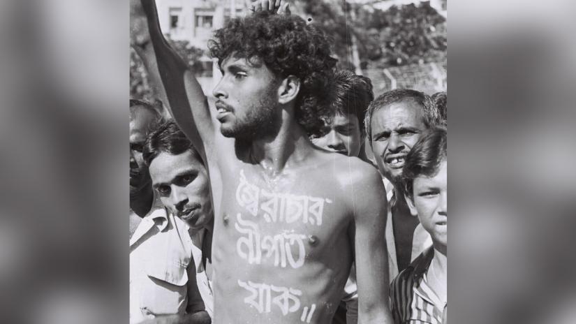 Noor Hossain, before he was killed protesting the military regime of HM Ershad on Nov 10, 1987. WIKIMIDIA COMMMOS