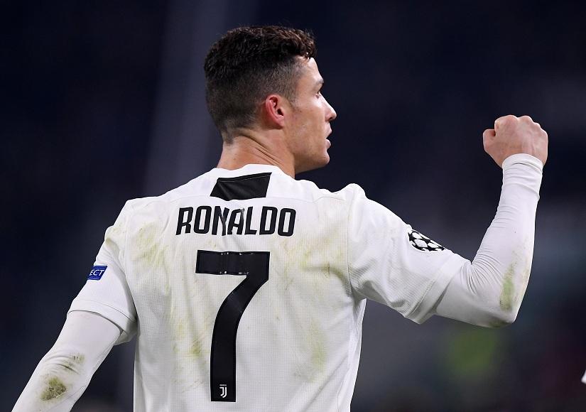 Juventus` Cristiano Ronaldo celebrates scoring their third goal to complete his hat-trick vs Atletico Madrid at Allianz Stadium, Turin, Italy on March 12, 2019. REUTERS
