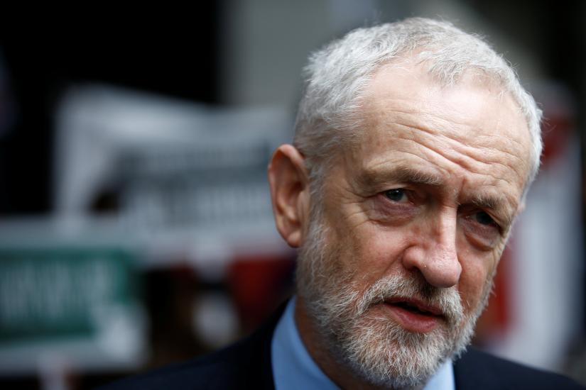 Britain`s opposition Labour Party leader Jeremy Corbyn speaks to the media outside New Zealand House, following Christchurch mosque attack in New Zealand, in London, Britain March 15, 2019. REUTERS