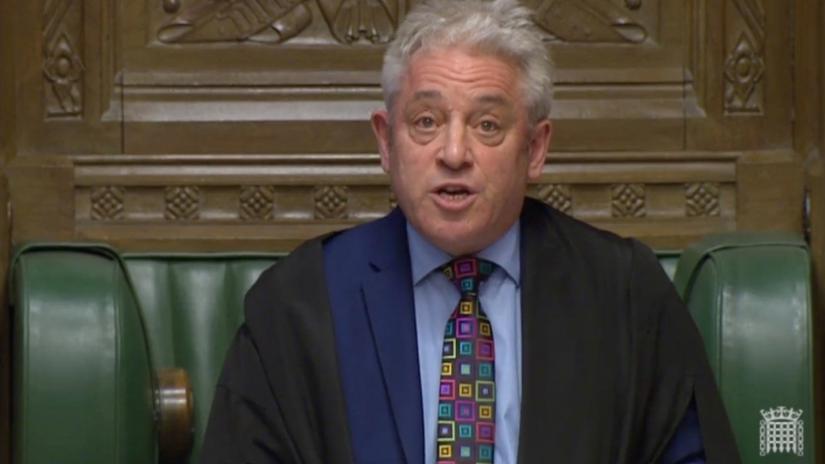 Speaker of the House John Bercow speaks in Parliament, in London, Britain, March 18, 2019, in this screen grab taken from video. REUTERS