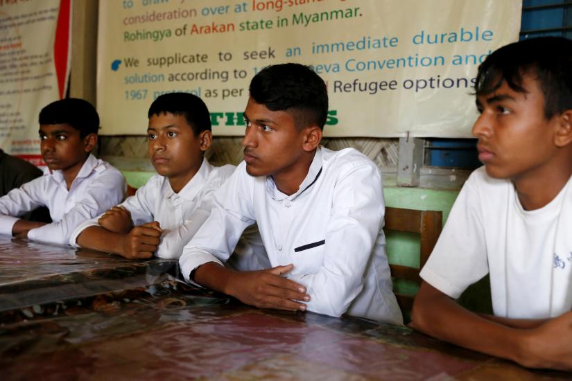 Rohingya students, expelled from Leda high school, speak during an interview with Reuters at Teknaf refugee camp in Bangladesh, February 9, 2019. Picture taken February 9, 2019. REUTERS/
