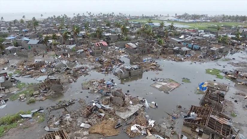 A general view of the damage after a cyclone swept through Beira, Mozambique in this aerial drone video taken March 18, 2019. IFRC/Red Cross Climate Centre via REUTERS