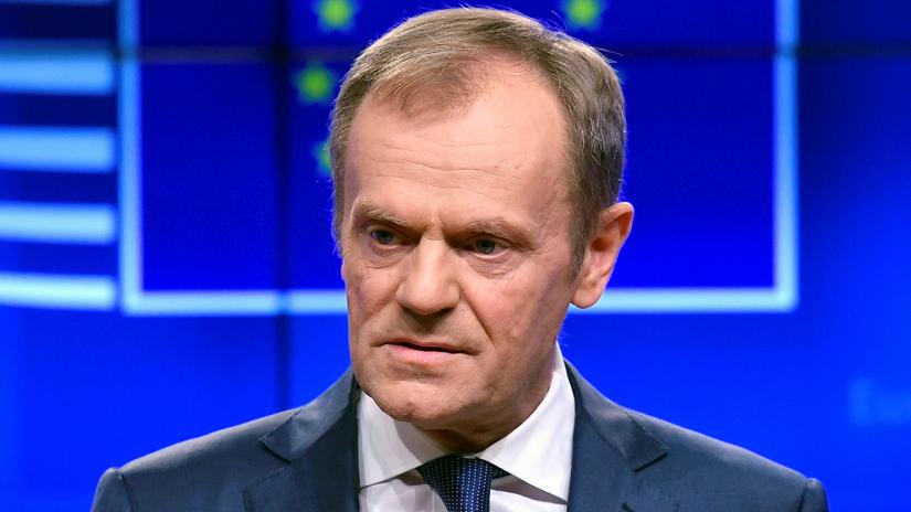 President of the European Council Donald Tusk delivers a statement on Brexit ahead of the EU summit in Brussels, Belgium March 20, 2019. REUTERS