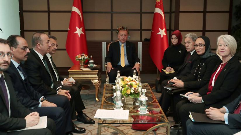 Turkish President Tayyip Erdogan meets with New Zealand`s Foreign Minister Winston Peters during an emergency meeting of the Organisation of Islamic Cooperation (OIC) in Istanbul, Turkey, March 22, 2019. Murat Cetinmuhurdar/Presidential Press Office/Handout via REUTERS