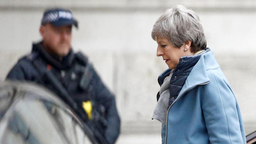 Britain`s Prime Minister Theresa May is seen outside Downing Street in London, Britain March 22, 2019. REUTERS