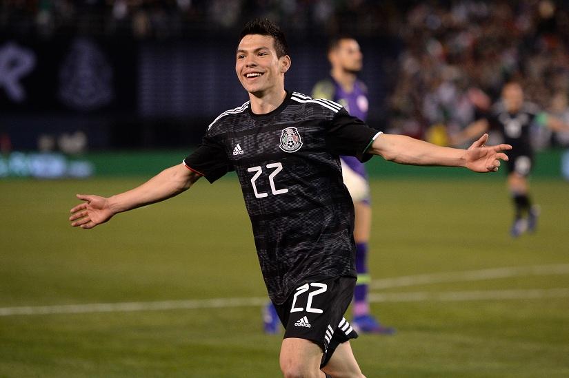 Mexico midfielder Hirving Lozano (22) reacts after scoring a goal during the second half against Chile at SDCCU Stadium on Mar 22, 2019; San Diego, CA, USA. Orlando Ramirez-USA TODAY Sports
