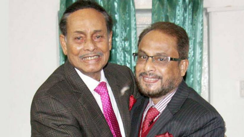 The undated file photo shows Jatiya Party chief HM Ershad and his brother GM Quader.