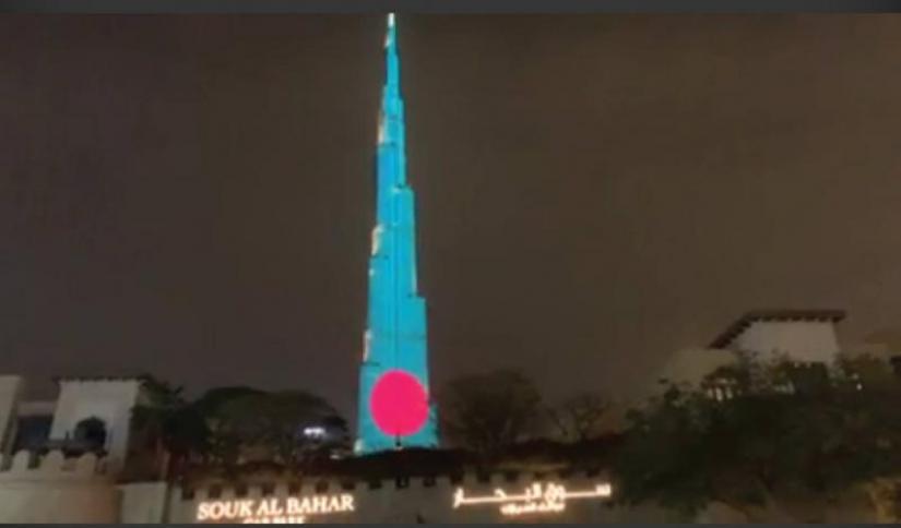 The tallest building in Dubai, the Burj Khalifa, was decorated in red and green – the national colours of Bangladesh, on Mar 26 at 9.40pm.