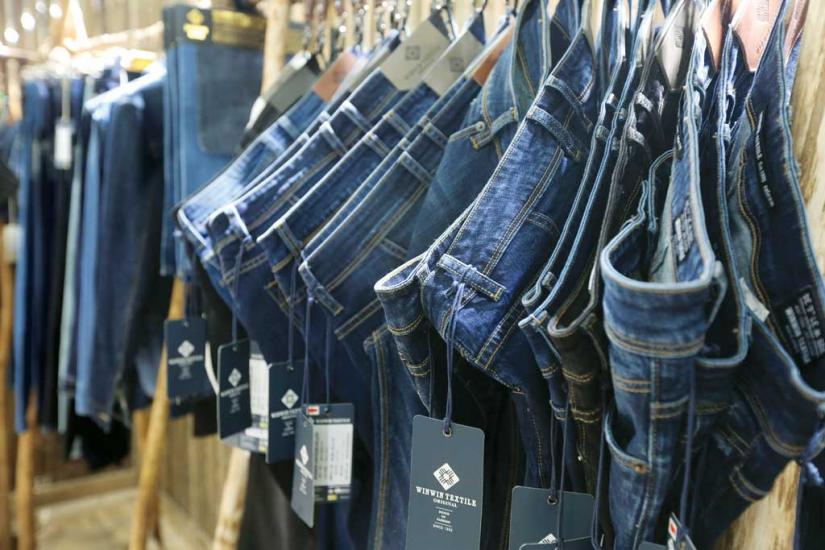 Bangladesh denim products include Blue Denim Trousers WG, Blue Denim Trousers MB, Blue Denim Skirts, Blue Denim Jackets, Blue Denim Suit Type Coats MB, Playsuits and Sun suits. PHOTO/Syed Zakir Hossain