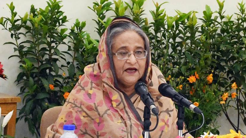 Prime Minister Sheikh Hasina speaks at a meeting of Awami League Central Working Committee at Ganabhaban on Friday (Apr 5). PID/File Photo