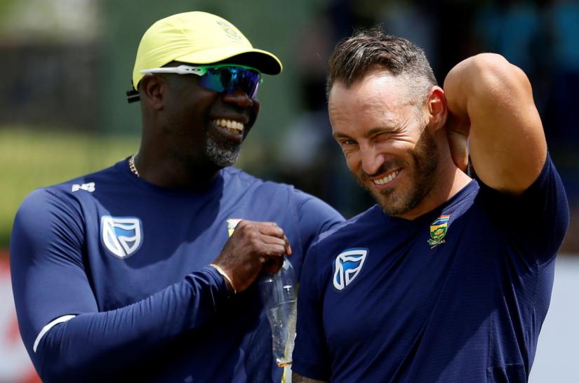 South Africa`s captain Faf du Plessis (R) reacts next to the team`s coach Ottis Gibson after Sri Lanka beat them at Colombo, Sri Lanka on Jul 23, 2018. REUTERS/File Photo
