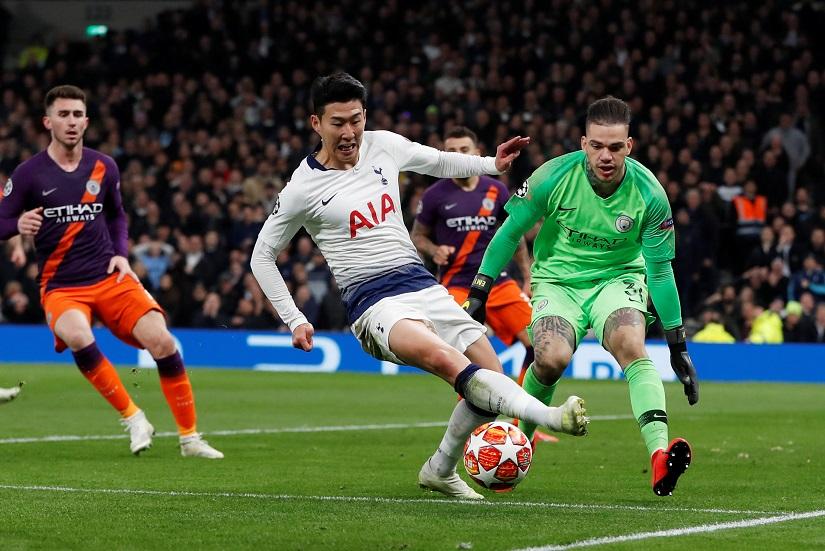 Tottenham`s Son Heung-min in action before scoring their first goal against Manchester City at Tottenham Hotspur Stadium, London, Britain on Apr 9, 2019. Reuters