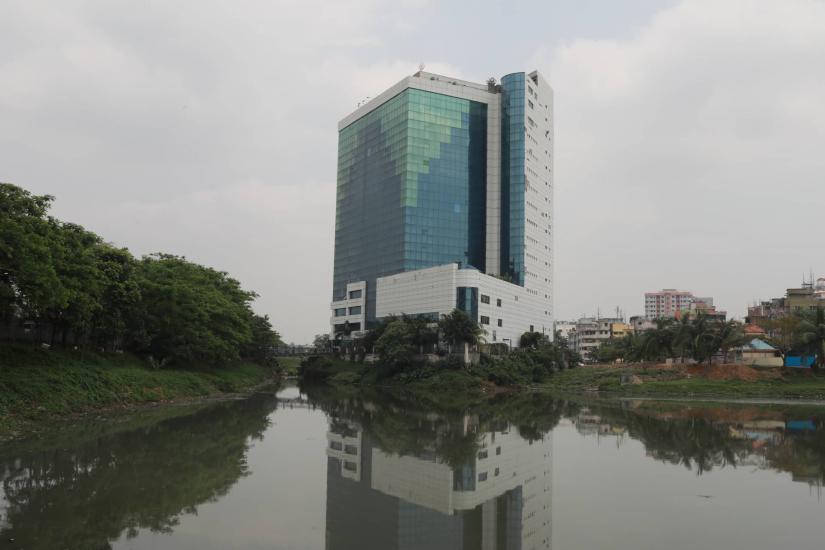 A general view of Bangladesh Garment Manufacturers and Exporters Association (BGMEA) building in Dhaka. PHOTO/Sazzad Hossain