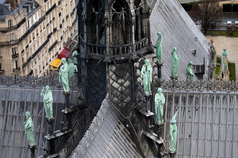 A view shows the statues around the spire of Notre-Dame Cathedral in Paris, France, January 14, 2016. Picture taken January 14, 2016. REUTERS