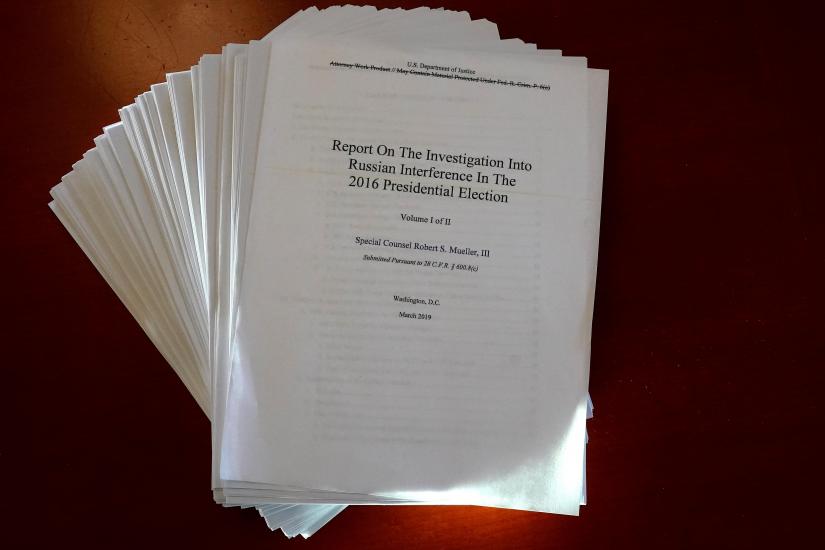 The Mueller Report on the Investigation into Russian Interference in the 2016 Presidential Election is pictured in New York, New York, U.S., April 18, 2019. REUTERS