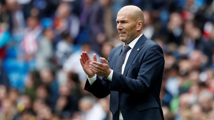 Real Madrid coach Zinedine Zidane at Santiago Bernabeu, Madrid, Spain on Apr 21, 2019. REUTERS
