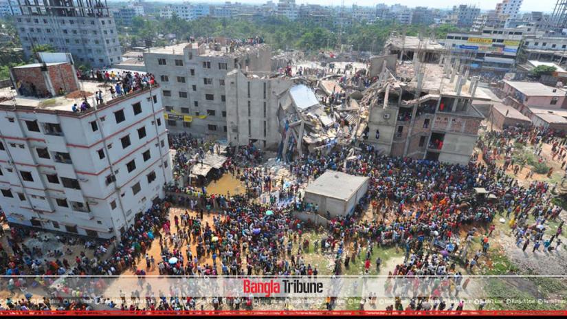 At least 1,135 people were killed and over 2,500 injured when the eight-storey Rana Plaza building, housing five garment factories, at Savar on the outskirts of capital Dhaka collapsed on Apr 24, 2013. BANGLA TRIBUNE/Nashirul Islam/File Photo
