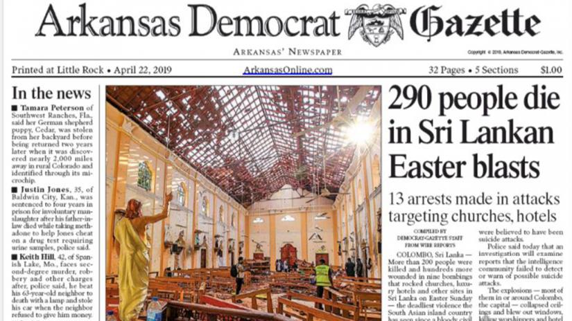 Front page of Arkansas Democrat-Gazette on Monday (Apr 22).