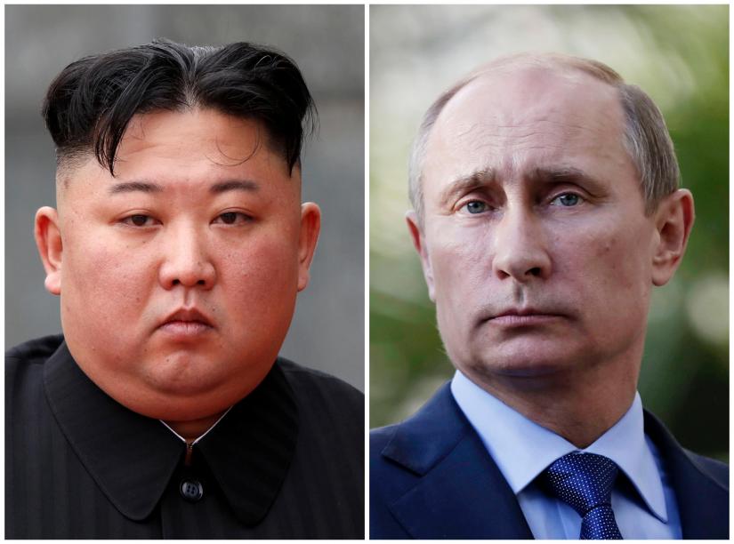 A combination of file photos shows North Korean leader Kim Jong Un attending a wreath laying ceremony at Ho Chi Minh Mausoleum in Hanoi, Vietnam March 2, 2019 and Russia`s President Vladimir Putin looking on during a joint news conference with South African President Jacob Zuma after their meeting at the Bocharov Ruchei residence in the Black Sea resort of Sochi, Krasnodar region, Russia, May 16, 2013. REUTERS/Pool