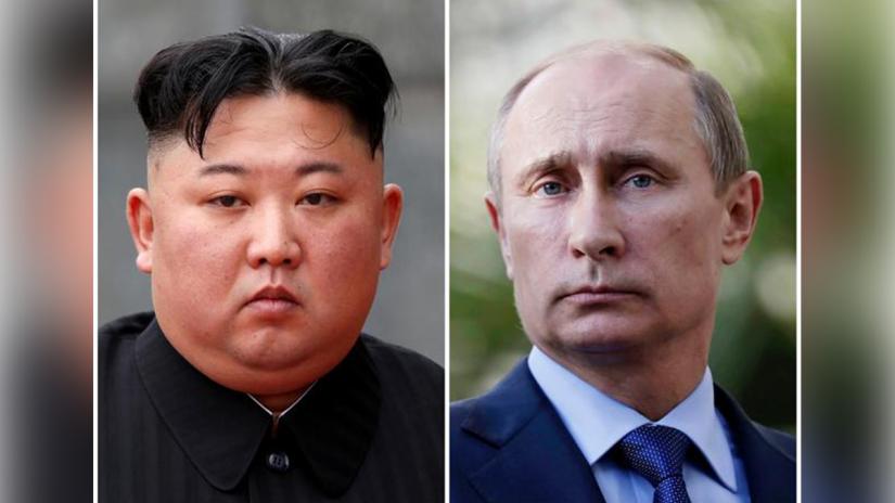 A combination of file photos shows North Korean leader Kim Jong Un attending a wreath laying ceremony at Ho Chi Minh Mausoleum in Hanoi, Vietnam March 2, 2019 and Russia`s President Vladimir Putin looking during a joint news conference with South African President Jacob Zuma after their meeting at the Bocharov Ruchei residence in the Black Sea resort of Sochi, Krasnodar region, Russia, May 16, 2013. REUTERS/File Photo