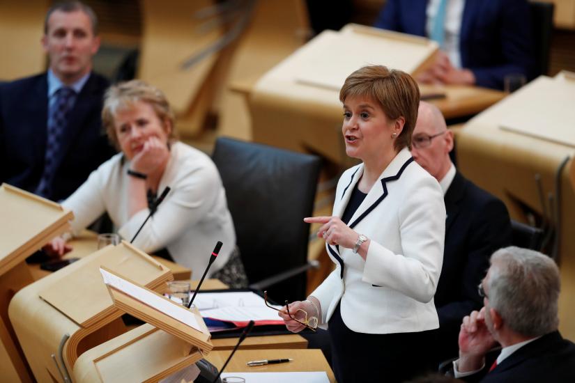 Scotland's First Minister Nicola Sturgeon responds to questions in the Scottish Parliament during continued Brexit uncertainty in Edinburgh, Scotland, Britain, April 24, 2019. REUTERS