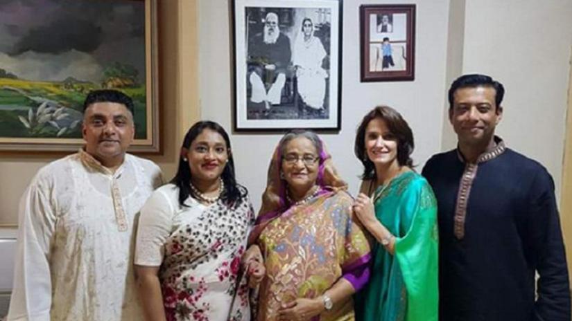 Prime Minister Sheikh Hasina with her family members. Photo/Collected